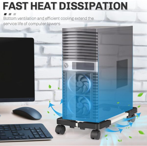 Liitrton Mobile CPU Stand Adjustable Computer Tower Stand wi...