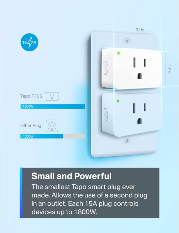 716u3-BBq-L._AC_SL1500_.jpg TP-Link Tapo Smart Plug Mini 15A, Smart Home Wi-Fi Plug, Sup...