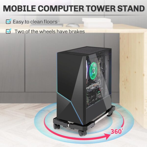 Liitrton Mobile CPU Stand Adjustable Computer Tower Stand wi...
