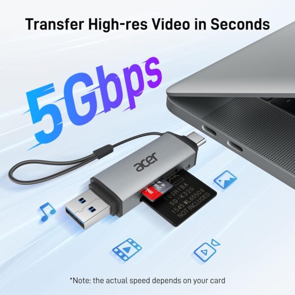 71BLXKQdVKL._AC_SL1500_.jpg acer SD Card Reader USB C, Dual Slots USB 3.0 Type C to Micr...