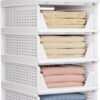 5 Pack Folding Closet Organizers Storage Box, Stackable Stor... 5 Pack Folding Closet Organizers Storage Box, Stackable Stor...