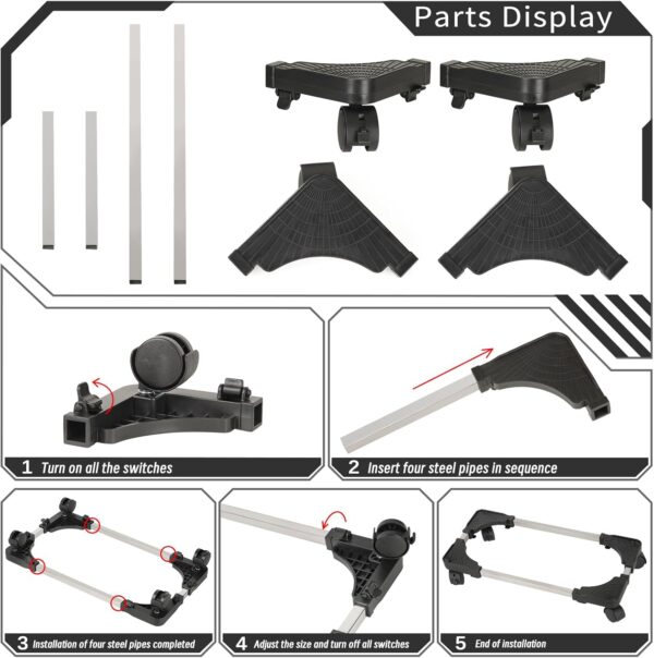 Liitrton Mobile CPU Stand Adjustable Computer Tower Stand wi...