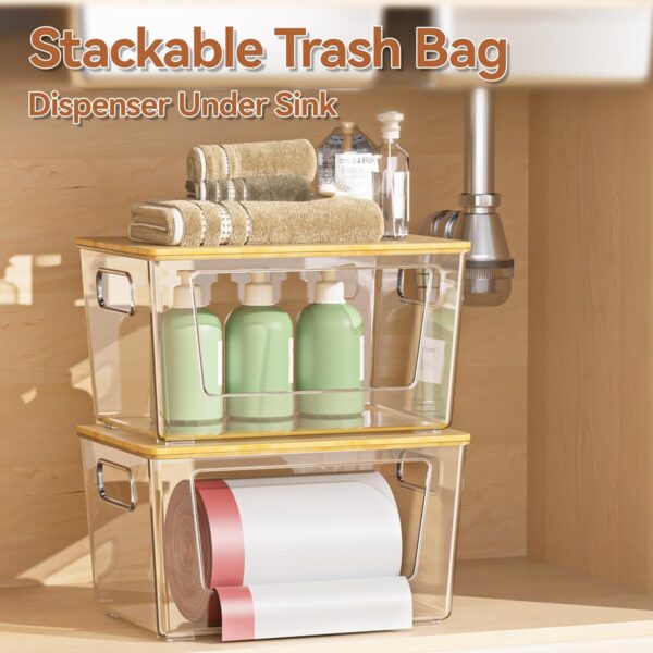 71DXS0V13L._AC_SL1500_.jpg 2 Pack Trash Bag Holder with Bamboo Lid, Stackable Trashbag ...