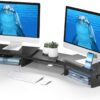 BONTEC Dual Monitor Stand Riser with Smartphone Holder, Adju...