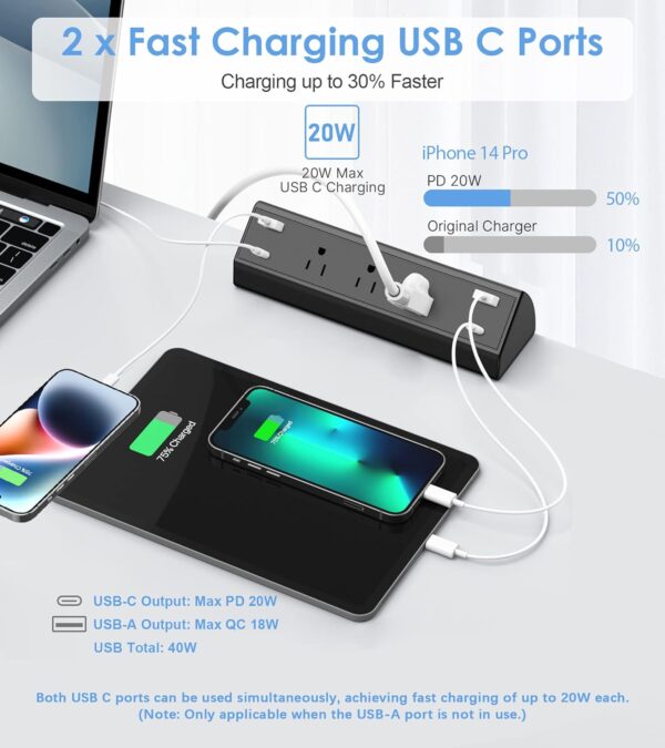 71ERlrtZ2dL._AC_SL1500_.jpg Desk Clamp Power Strip USB C,Desktop Mount Surge Protector,4...