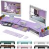 gianotter Dual Monitor Stand Riser, Desk Organizer With Draw...