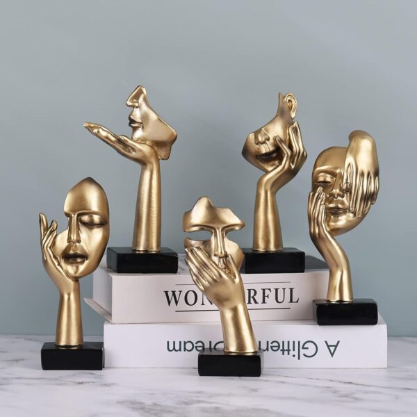 71IAsiGNhIL._AC_SL1500_.jpg 3 Pcs Thinker Small Statue Set - Golden Black Abstract Art S...