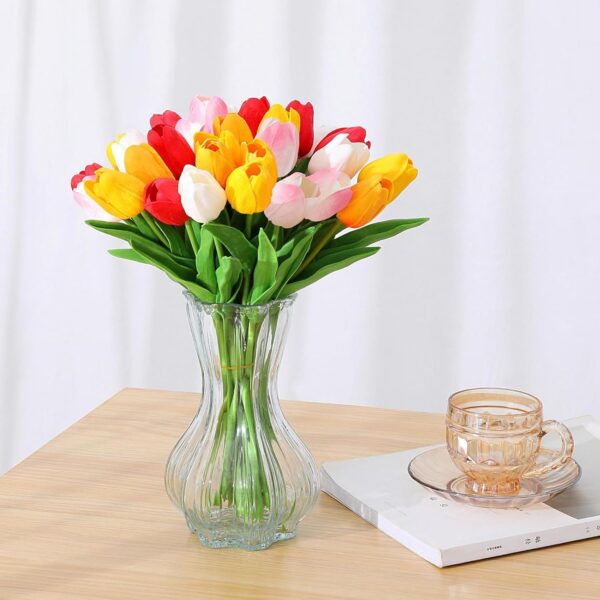 SITUMEIZI Fake Flowers Tulips Artificial Silk Flower 15pcs R...