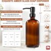 GMISUN Amber Glass Soap Dispenser, 2 Pack Bathroom Hand Soap...
