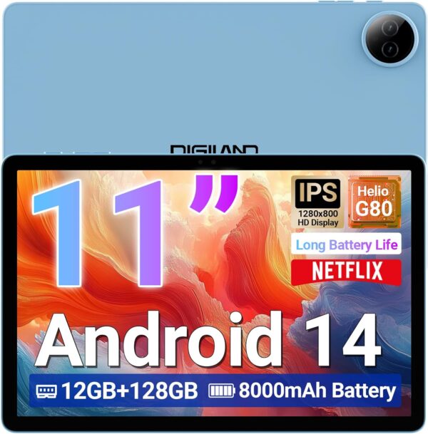 DigiLand Tab R11–11" Tablet,Android 14 OS,MediaTek Helio G80...