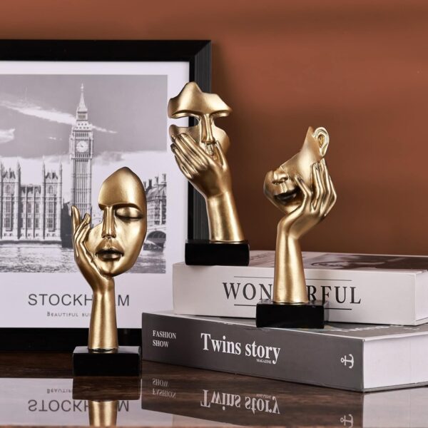 71M-sEdslEL._AC_SL1500_.jpg 3 Pcs Thinker Small Statue Set - Golden Black Abstract Art S...