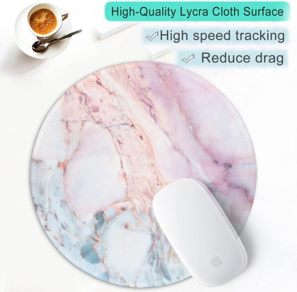 71MdQztCeJL._AC_SL1500_.jpg ITNRSIIET Marble Round Mouse Pad Pink Marble Customized Prem...