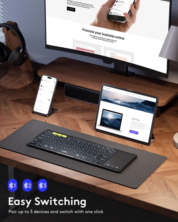 71MjElkvwvL._AC_SL1500_.jpg Samsers Foldable Bluetooth Wireless Keyboard, Full-Size Fold...