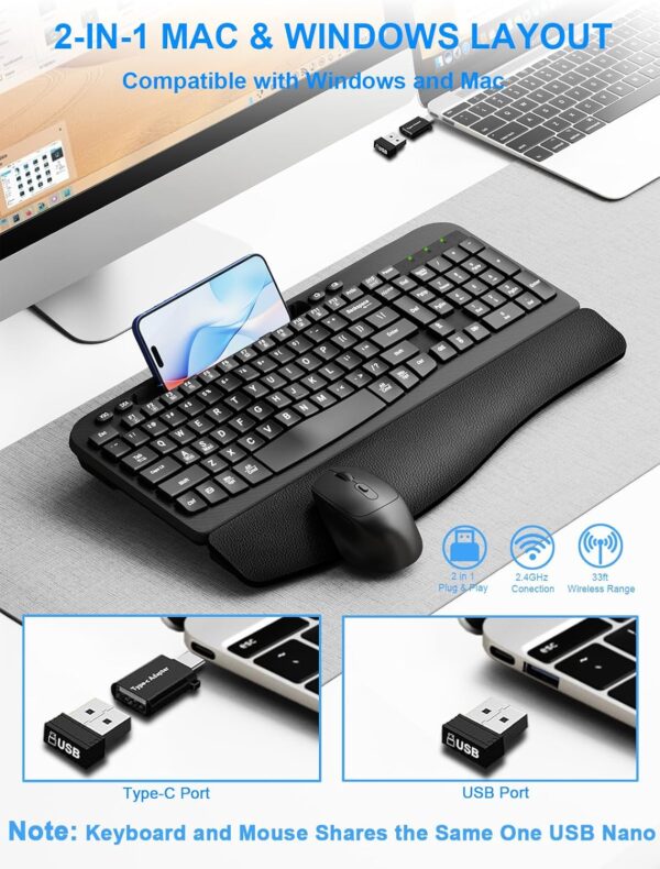 71MwBrQdqlL._AC_SL1500_.jpg Wireless Keyboard and Mouse Combo, Wave Keys Computer Ergono...