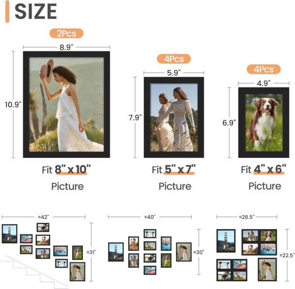 upsimples 10 Pack Picture Frames Collage Wall Decor for Moun...