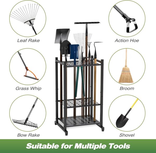 71NidjQ8iPL._AC_SL1500_.jpg Garden Tool Organizer, Yard Tool Tower Rack for Garage Organ...