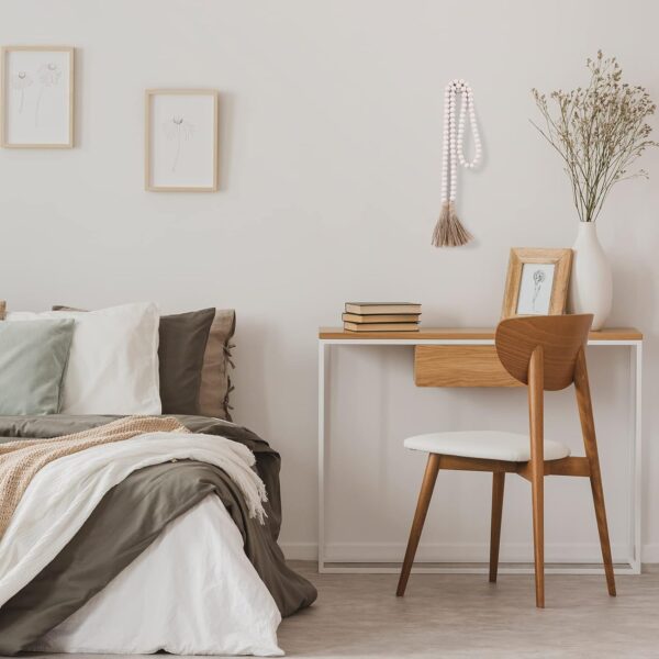 Farmhouse Beads 58in Wood Bead Garland with Tassels Rustic C...