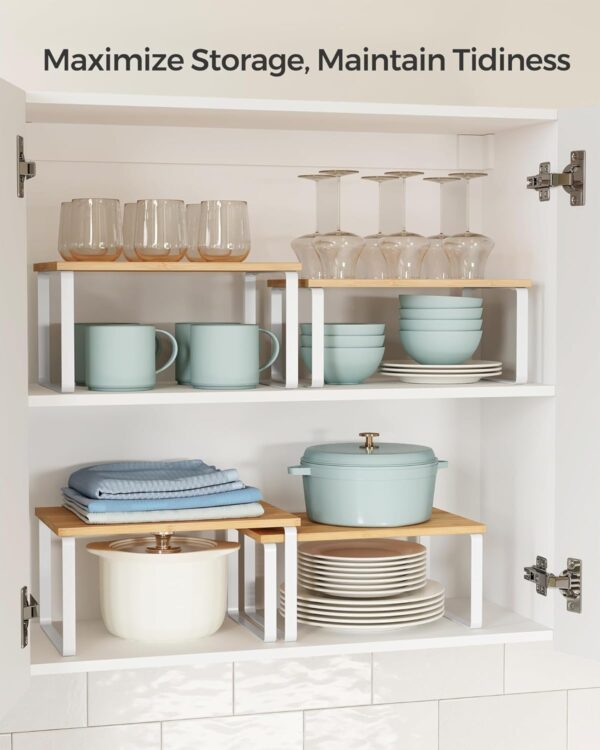 SONGMICS Cabinet Organizer Shelf, Set of 4 Kitchen Counter S...