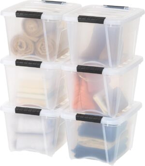 IRIS USA 19 Qt Stackable Plastic Storage Bins with Lids, IRIS USA 19 Qt Stackable Plastic Storage Bins with Lids, 6 P...