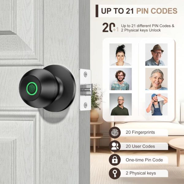 71RCHiQZfoL._AC_SL1500_.jpg Fingerprint Door Lock,Smart Door Knob, Smart Lock Biometric ...