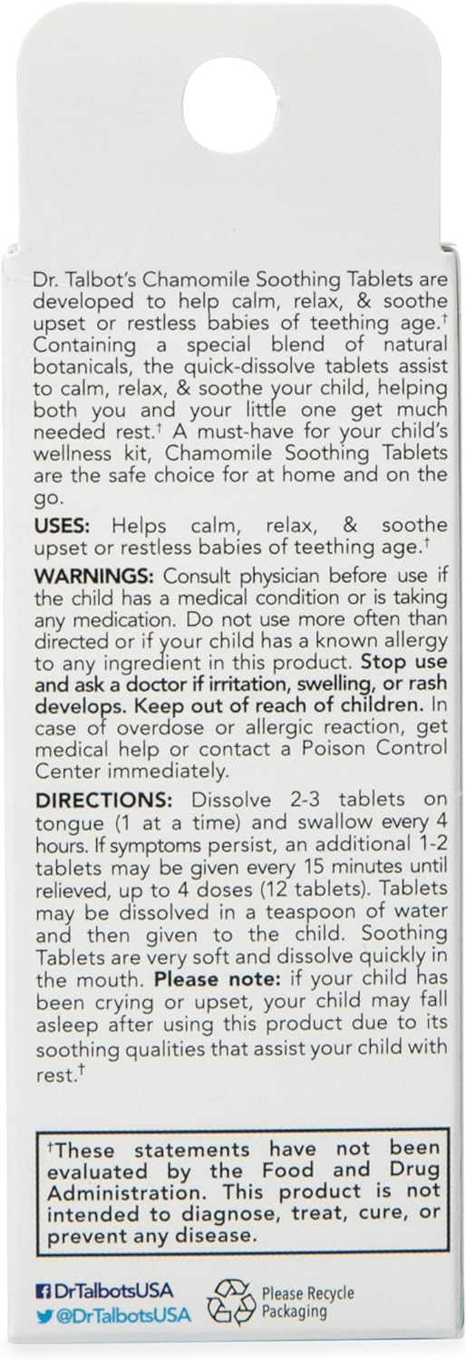 71RLVpkvlVL._AC_SL1500_.jpg Dr. Talbot's Chamomile Soothing Tablets, Quick Dissolve, 140...