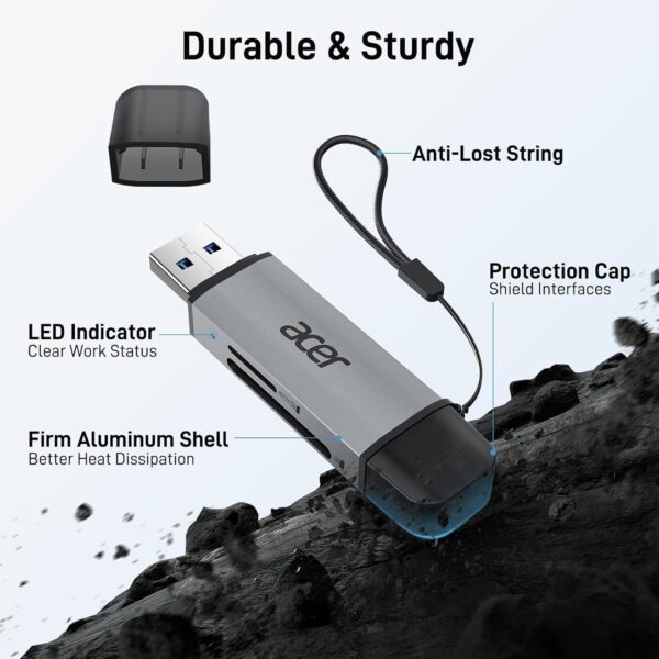71RMRAxIhAL._AC_SL1500_.jpg acer SD Card Reader USB C, Dual Slots USB 3.0 Type C to Micr...