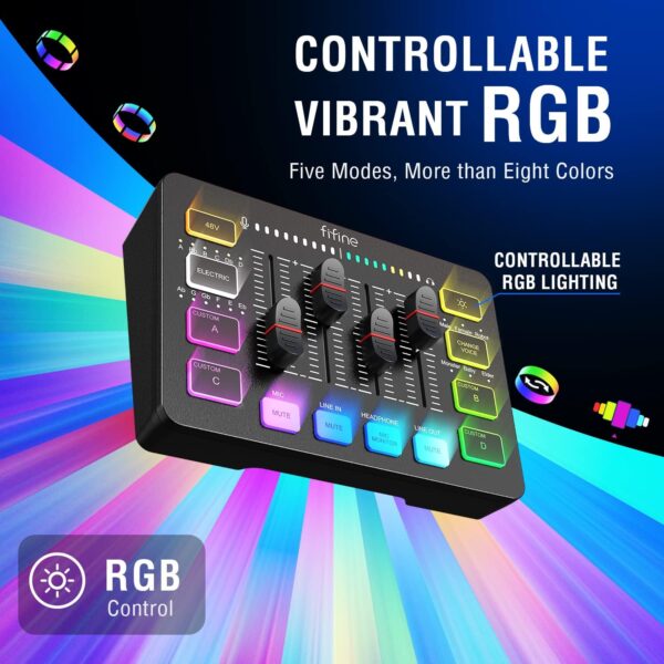 71SQSbbCEXL._AC_SL1500_.jpg FIFINE Gaming Audio Mixer, Streaming RGB PC Mixer with XLR M...
