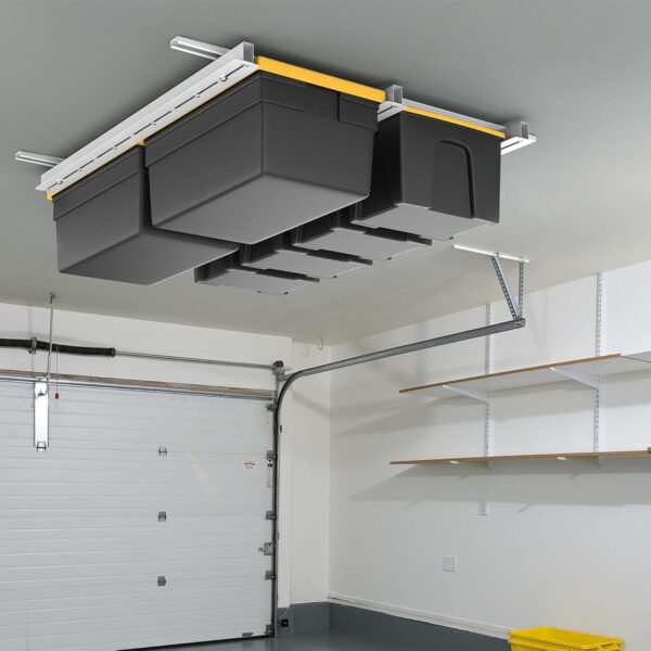 71SfgQ6ZpBL._AC_SL1500_.jpg Overhead Tote Storage Rail System, Garage Ceiling Bin Storag...