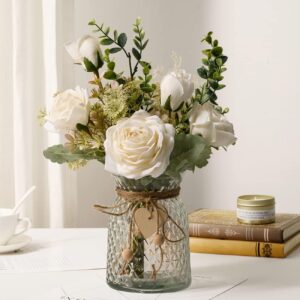 YJ Fake Flowers with Vase, Silk Roses Artificial Flowers in YJ Fake Flowers with Vase, Silk Roses Artificial Flowers in ...