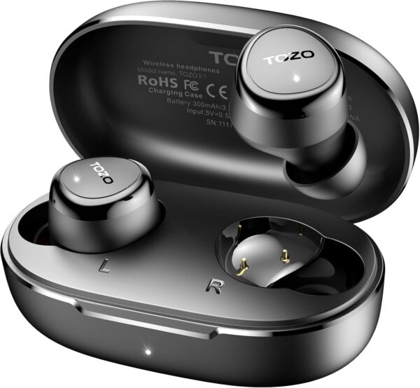 TOZO E1 Wireless Earbuds Build in Mic Clear Calls Ergonomic ...