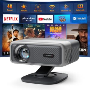 [Netflix Officially&AI Auto Focus]AuKing Smart Projector wit...