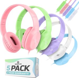 Bulk Kids Headphones for School with Microphones - 5-Pack On... Bulk Kids Headphones for School with Microphones - 5-Pack On...