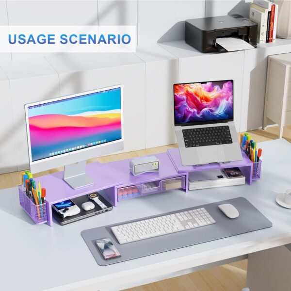 gianotter Dual Monitor Stand Riser, Desk Organizer With Draw...