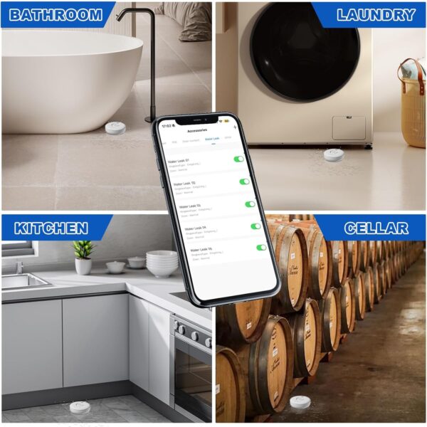 71XDLneD-PL._AC_SL1500_.jpg WiFi Water Leak Detectors 5 Pack, 120dB Adjustable Loud Wate...