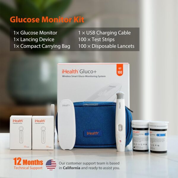71Xu9lGnftL._SL1500_.jpg iHealth Gluco+ Wireless Smart Blood Glucose Monitor Kit with...