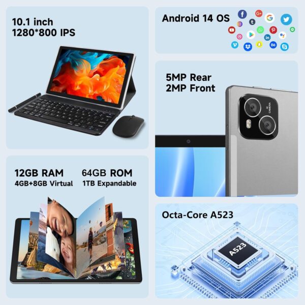 Tablet, Android 14 Tablet with 12GB (4+8) RAM 128GB ROM, Tablet, Android 14 Tablet with 12GB (4+8) RAM 128GB ROM, Oct...