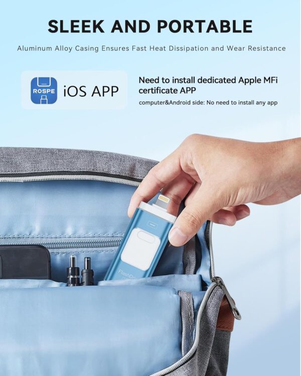 71YS0McBPVL._AC_SL1500_.jpg Apple MFi Certified 128GB Flash Drive for iPhone Thumb Drive...