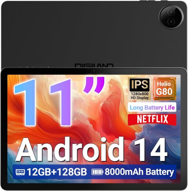 71Yg1M7AL._AC_SL1500_.jpg DigiLand Tab R11–11" Tablet,Android 14 OS,MediaTek Helio G80...