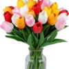 SITUMEIZI Fake Flowers Tulips Artificial Silk Flower 15pcs R...