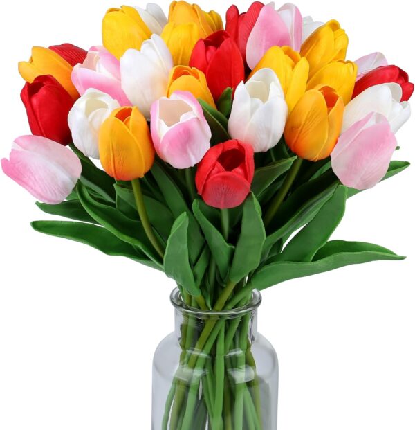 SITUMEIZI Fake Flowers Tulips Artificial Silk Flower 15pcs R...