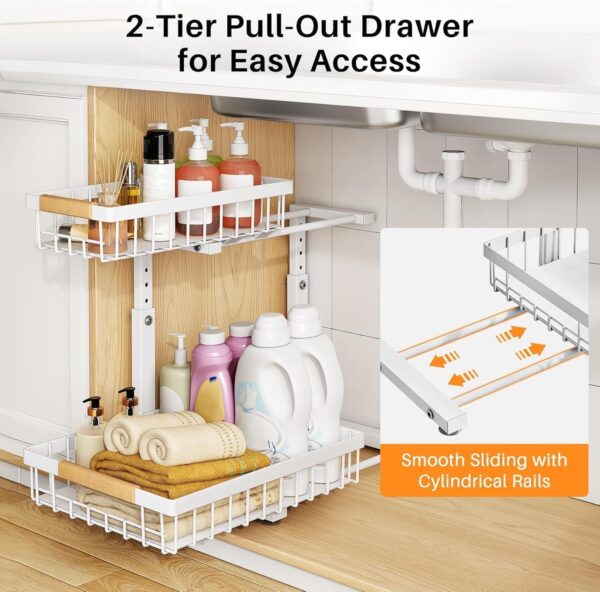 71bb7hF3M9L._AC_SL1500_.jpg PXRACK 2 Pack Under Sink Organizer,Adjustable Height,2 Tier ...