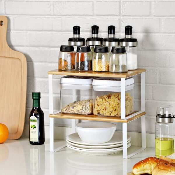 SONGMICS Cabinet Organizer Shelf, Set of 4 Kitchen Counter S...
