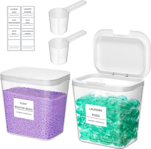 Lifewit 2 Pack Laundry Pods container with Labels and Measur... Lifewit 2 Pack Laundry Pods container with Labels and Measur...