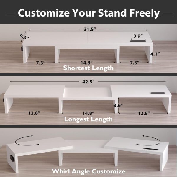 BONTEC Dual Monitor Stand Riser with Smartphone Holder, Adju...