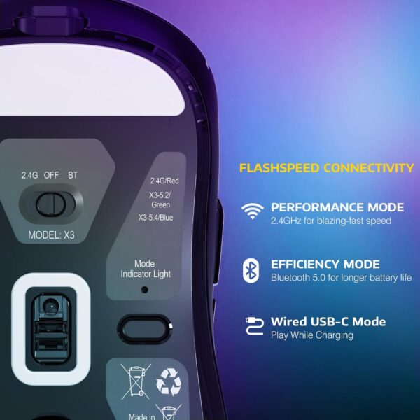 71e5iLKFp1L._AC_SL1500_.jpg ATTACK SHARK X3 Wireless Gaming Mouse, 49g Ergonomic Compute...