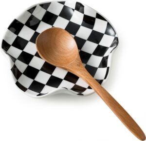 Spoon Rest for Stove Top, 5.3in Checkered Spoon Holder Utens...
