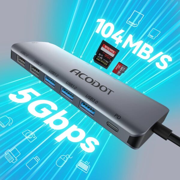 71eb14VDIL._AC_SL1500_.jpg USB C Hub, Acodot 9 in 1 USB C to 4K@60HZ HDMI Multiport Ada...