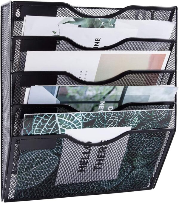71hI4bzWa4L._AC_SL1001_.jpg EASEPRES 5 Pocket Mesh Hanging Wall File Organizer, Wall Mou...