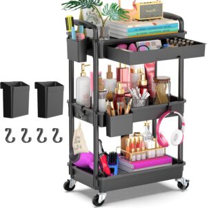 Goovilla 3 Tier Rolling Utility Cart Organizer with Removabl... Goovilla 3 Tier Rolling Utility Cart Organizer with Removabl...