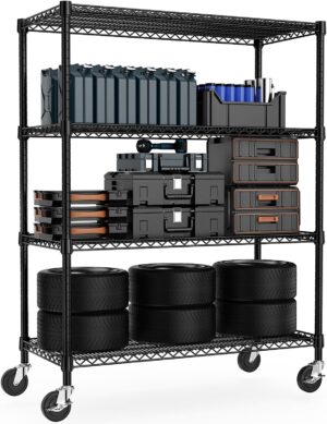Industrial Metal 4 Tier Shelving for Garage, Pantry, Warehou... Industrial Metal 4 Tier Shelving for Garage, Pantry, Warehou...